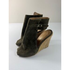 Hotel Particulier Olive Green Suede Espadrille Wedge Sandals Made in Italy 38